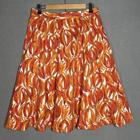 Maeve by Anthropologie Banana Grove Denim Midi Skirt Orange Size 10 Button - Picture 6 of 11